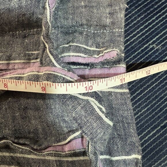 Laundry Shelli Segal Linen Pants Womens M Stripe Boho Resortcore Belt - Picture 8 of 9